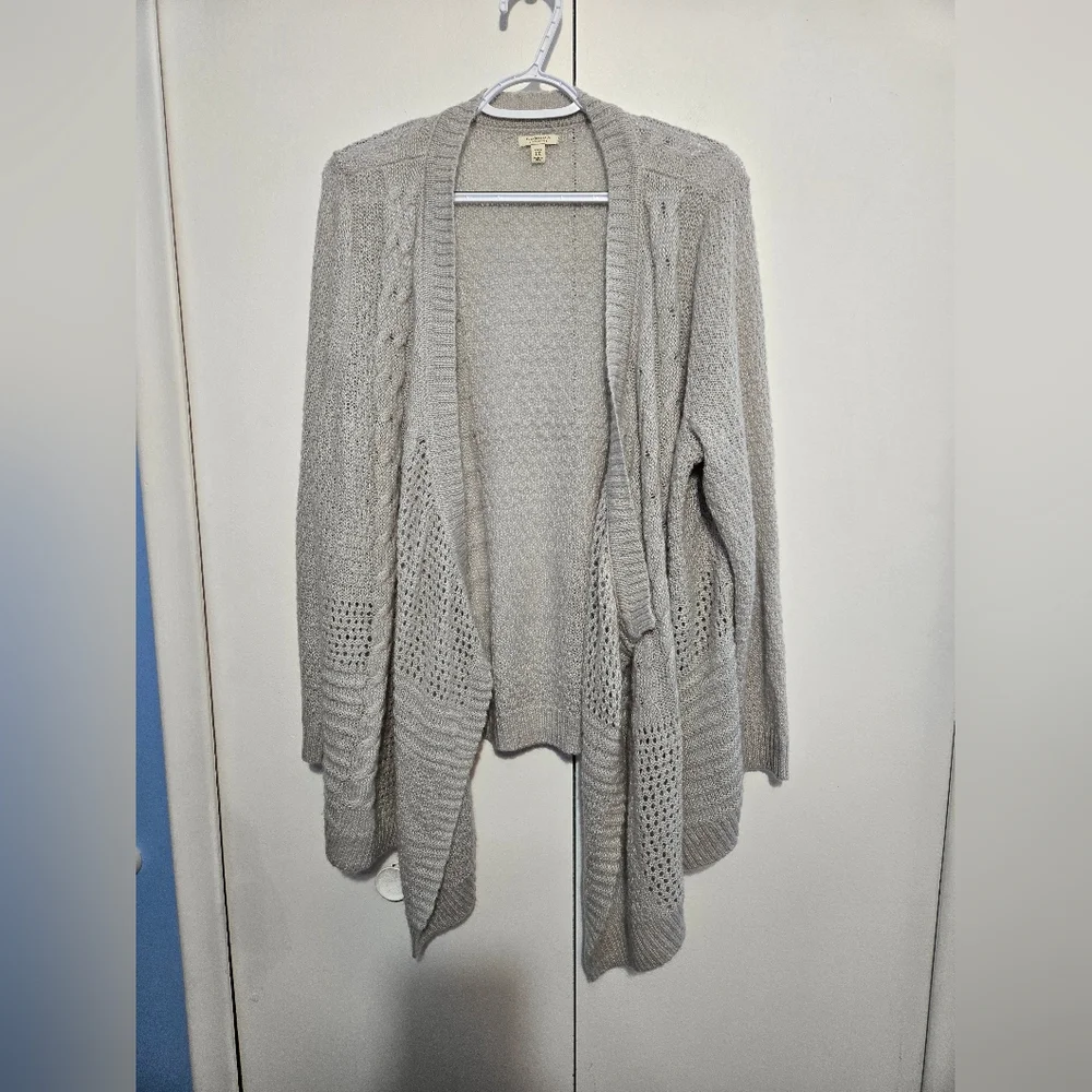 Sonoma Women's Gray Open-Front Knit Cardigan- Size 1X